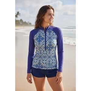 Allihop Rash Guard Women’s Swim Shirt Size XS Beach Resort Multicolor
